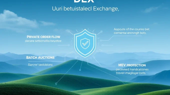 Uniswap Angstrom DEX interface shielding users from MEV, symbolizing enhanced security and fairer DeFi trading.