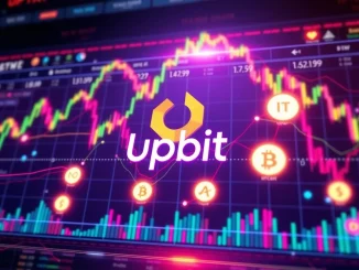 Upbit exchange platform showcasing the upcoming ERA crypto listing with various trading pairs and digital charts.