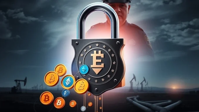 Federal agents securing digital assets, symbolizing the fight against crypto fraud in a multi-million dollar oil and gas scheme.