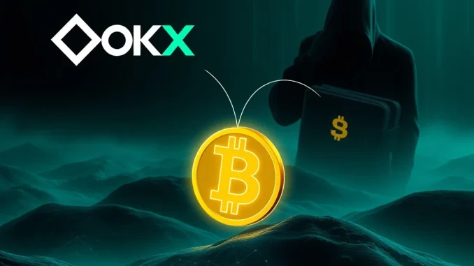 A dramatic visualization of a massive USDT transfer from OKX, highlighting the scale of blockchain activity and sparking crypto market speculation.