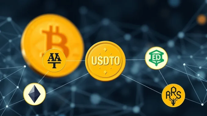 Visualizing the USDT0 Rootstock integration, enabling seamless cross-chain stablecoin flow within the Bitcoin L2 and BTCFi ecosystem.