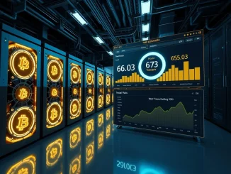 Vinanz Bitcoin mining facility with digital treasury dashboard showing 65.03 BTC holdings