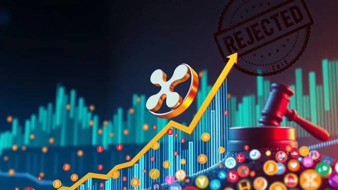 XRP token soaring amidst a vibrant altcoin season, representing market optimism despite SEC regulatory challenges.