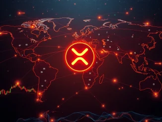 A visual representation of XRP fortifying global financial stability through institutional adoption in a modern financial network.