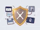 A protective shield guarding the XRP logo, symbolizing Ripple's urgent warning against crypto fraud as XRP price rises.