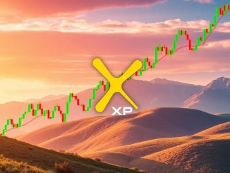 An XRP price chart displaying a golden cross formation, indicating a strong potential bullish breakout for the cryptocurrency.
