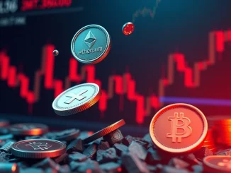 Chart showing a significant XRP price drop, reflecting the crypto market selloff and investor concerns.