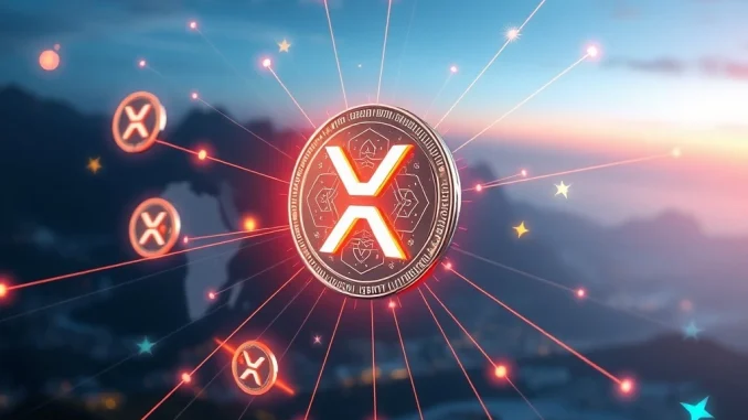 An abstract depiction of XRP digital currency's global impact, symbolizing its potential to revolutionize cross-border payments.