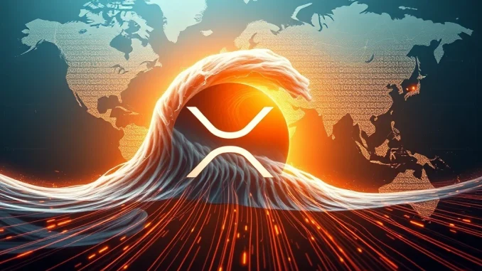 A visual metaphor showing XRP's digital efficiency surpassing SWIFT's traditional system, symbolizing the future of global cross-border payments.