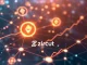 An abstract representation of Zircuit's Hyperliquid AI Engine facilitating secure cross-chain DeFi transactions, leading to a ZRC token surge.