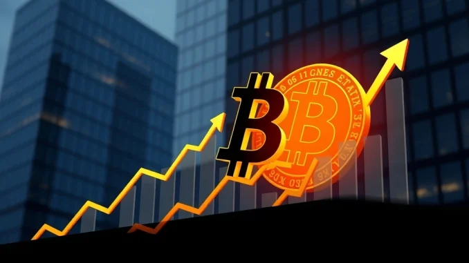 A powerful visual representing the immense success of the Bitcoin treasury strategy, showing financial growth and innovation.