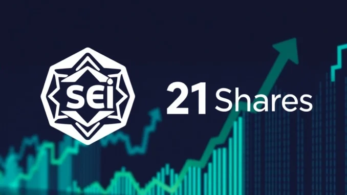 Visualizing the **21Shares SEI ETF** application, showing growth potential for the Sei blockchain in institutional finance.