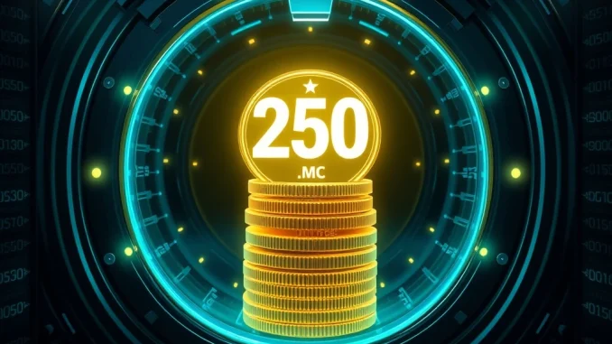 250 million USDC minted at the USDC Treasury, symbolizing stablecoin liquidity.