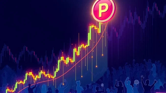 PENGU Soars: Unpacking the Astounding 855% Cryptocurrency Surge and Its Driving Forces A PENGU cryptocurrency token symbol rising sharply on a chart, illustrating the significant PENGU cryptocurrency surge driven by community growth and on-chain activity.