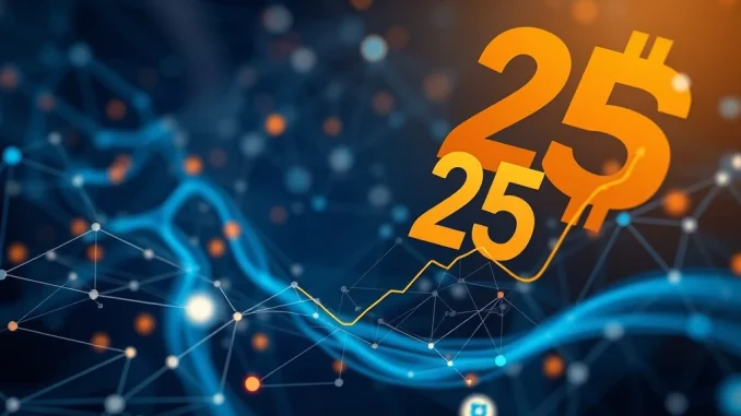 Aave Active Borrows Surge Past $25 Billion: An Unprecedented DeFi Milestone Visualizing the monumental growth of Aave active borrows, reaching $25 billion, symbolizing the expansion of decentralized finance.