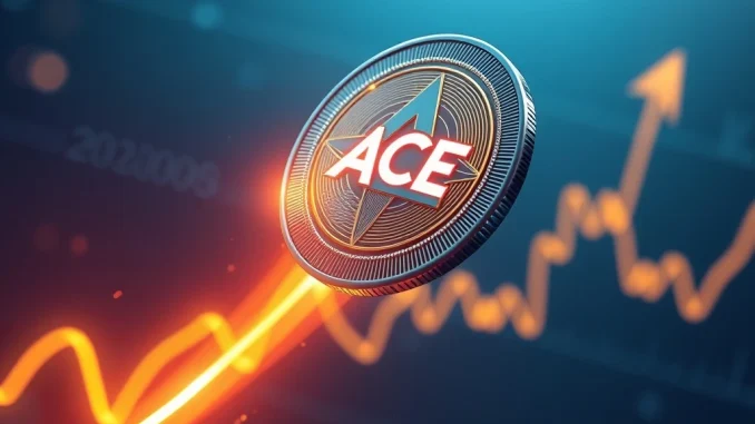 ACE cryptocurrency surges with glowing graph and futuristic coin