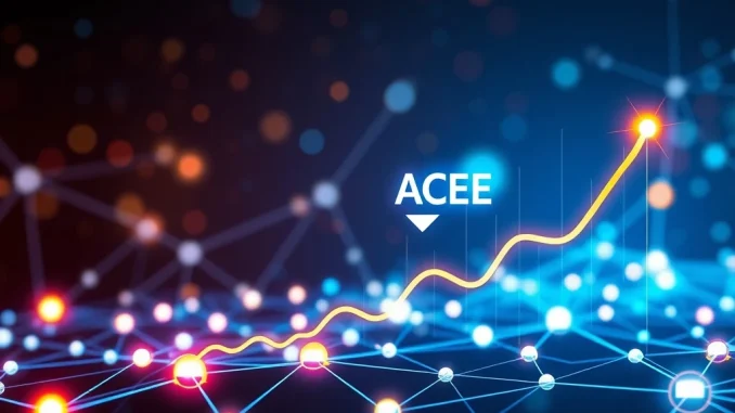 Visualizing the explosive ACE Token price surge, highlighting strategic partnerships and network upgrades driving its remarkable growth.