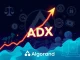 Chart showing a massive ADX token cryptocurrency surge, with regulatory symbols and institutional figures representing its driving forces.