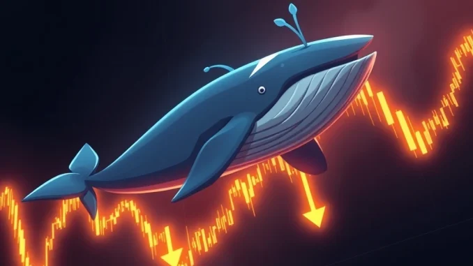 A digital whale representing AguilaTrades makes a high-leverage 15x ETH short bet on a volatile crypto trading chart.