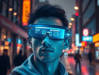 AI glasses enhancing cognitive abilities with augmented reality overlays