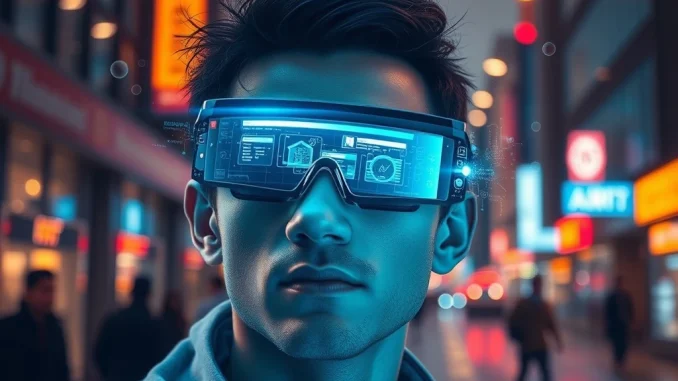 AI glasses enhancing cognitive abilities with augmented reality overlays