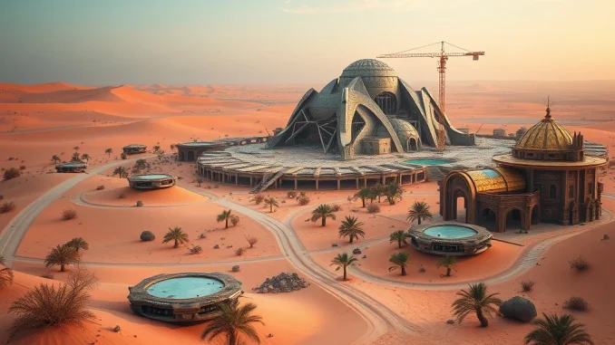 Akon Crypto City project's dramatic termination in Senegal, showing the shift from a blockchain-driven metropolis to a tourism hub.