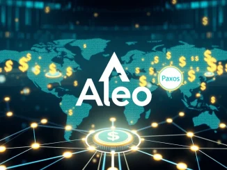 The Aleo blockchain logo integrated into a secure digital network, symbolizing its connection to the Global Dollar Network and its commitment to programmable privacy.