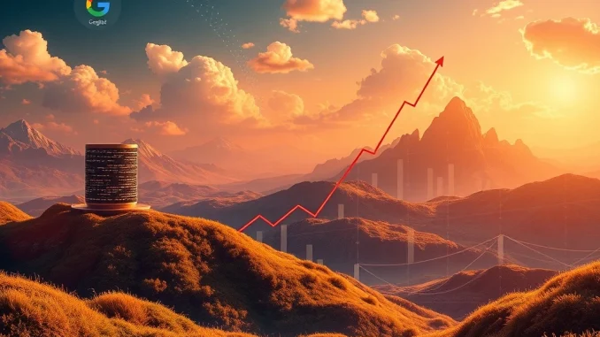 Visualizing Alphabet Q2 Revenue surge, depicting AI innovation and cloud growth driving significant financial success for the tech giant.