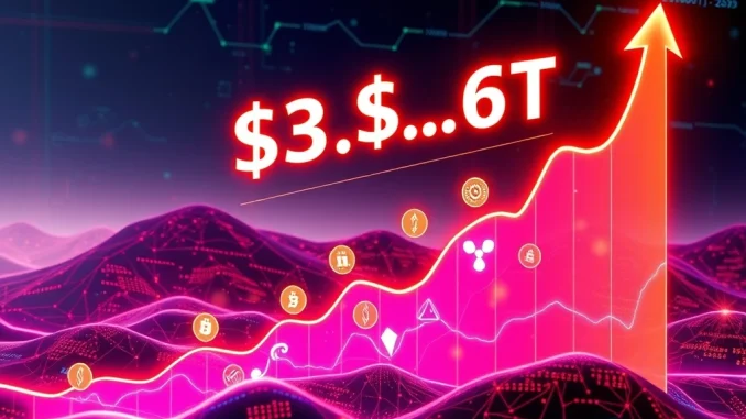 A vibrant visual representing the altcoin market's potential for a 250x crypto expansion, with Solana and other digital assets surging towards a $3.6 trillion valuation.