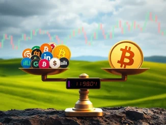 Chart showing Altcoin Season Index dropping as Bitcoin Dominance rises, illustrating a significant crypto market shift.