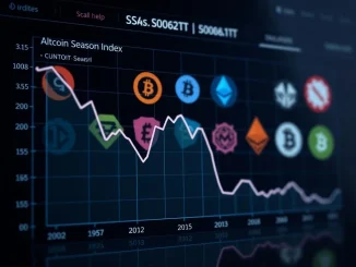 A digital graph showing the Altcoin Season Index dropping, indicating a significant change in the crypto market away from altcoins.
