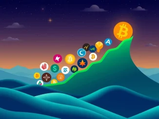 Visualizing altcoin season with a surging crypto market chart, indicating significant growth potential and a shift from Bitcoin dominance.