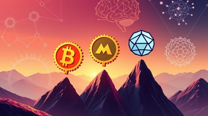 Visualizing the altcoin surge with rising charts and symbols representing HBAR, AVAX, and TAO, driven by enterprise adoption, DeFi, and AI innovation.