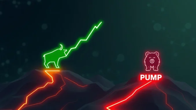 Visualizing divergent altcoin TGE market reactions for TRUMP and PUMP tokens, highlighting emission impacts on the crypto market.