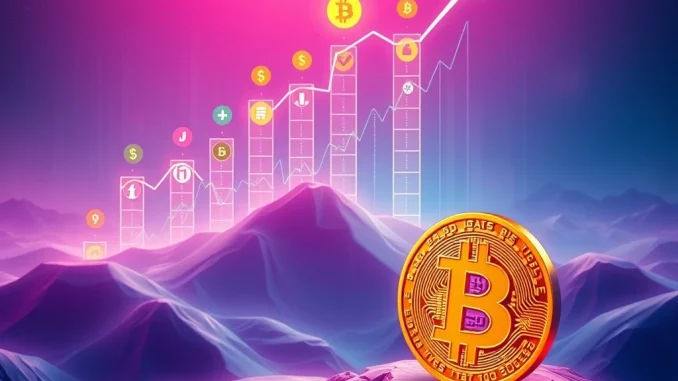 An illustration showing altcoins surging upwards, powered by a stable Bitcoin, symbolizing an explosive crypto rally predicted by Glassnode analysts.