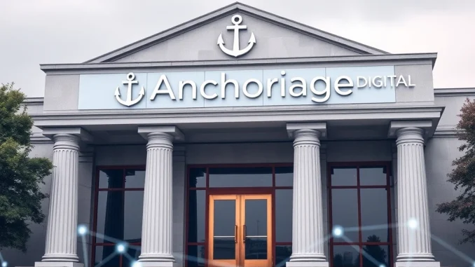 Anchorage Digital's secure building symbolizes its achievement as the OCC lifts its consent order, highlighting the future of federally chartered crypto bank compliance.