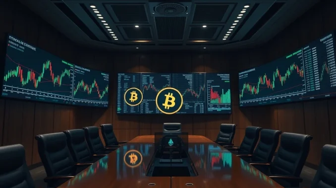 Charts displaying significant crypto gains alongside traditional finance data, symbolizing Anemoi International's innovative approach to corporate treasury management.