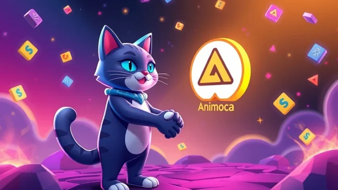 Animoca Brands Unleashes Massive Investment in Cool Cats NFT Project Animoca Brands and Cool Cats NFT characters shaking hands, symbolizing a strategic investment and partnership in the blockchain gaming sector.