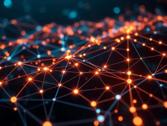 An abstract depiction of a resilient, interconnected anti-fragile internet, highlighting decentralized systems built by Oraichain, Pinlink, and RSS3.