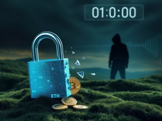 A digital lock shattering, symbolizing the Arcadia Finance DeFi hack and the urgent demand for stolen crypto funds.