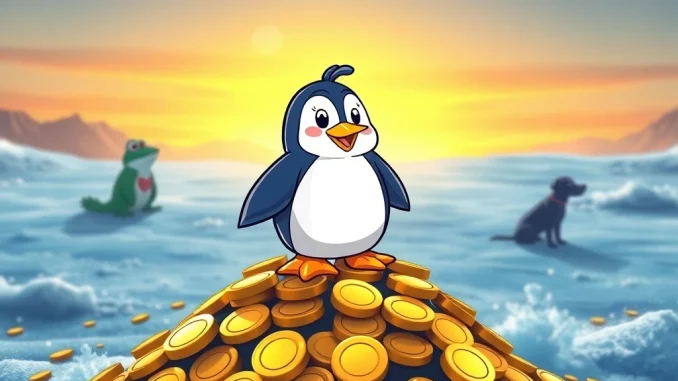 Arctic Pablo Coin penguin mascot symbolizes explosive presale growth, challenging Pepe and Bonk in the meme coin market.
