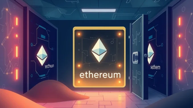 A digital representation of a secure vault containing Ethereum ETH, symbolizing Argot Collective's strategic reserve for blockchain development.