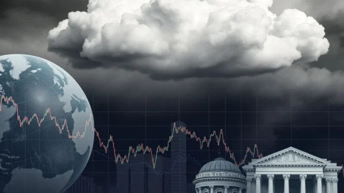 A financial chart showing a downturn, symbolizing the Asian shares retreat amidst global market uncertainty and policy shifts.