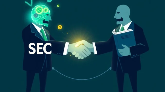 Illustrates the strategic dialogue between SEC and Kraken, symbolizing the regulatory pathway for **asset tokenization** in the digital finance landscape.