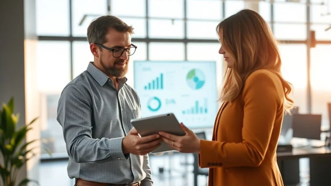 AT&T's CFO and CMO collaborating, symbolizing their successful CFO-CMO collaboration strategy for customer acquisition and growth.