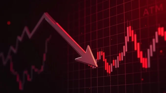 Dramatic ATM price drop shown on a volatile cryptocurrency market graph
