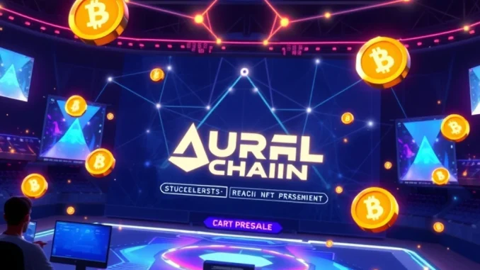 AurealOne's blockchain gaming platform interface, showcasing competitive esports and digital rewards, representing its successful crypto presale and 100x potential.