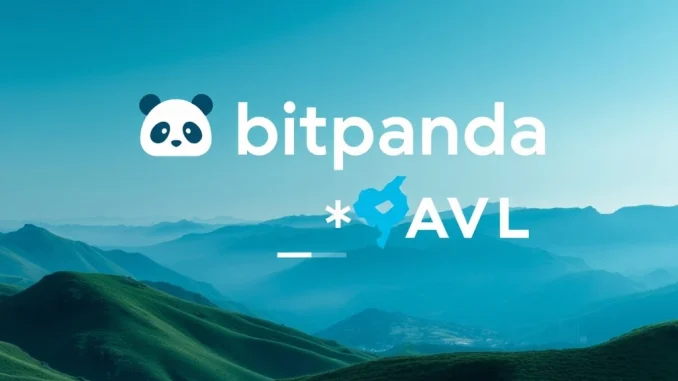 Digital representation of Avalon Labs (AVL) and Bitpanda logos merging, symbolizing AVL's new listing on the European crypto exchange.
