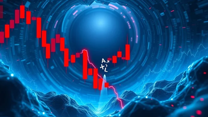 A chart showing a dramatic AXL price drop, illustrating extreme crypto volatility and a significant market correction.