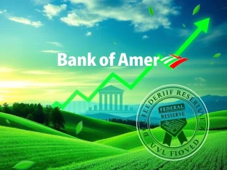 A vibrant stock chart showing Bank of America (BAC) stock surging, symbolizing the positive impact of its $40 billion shareholder return program.